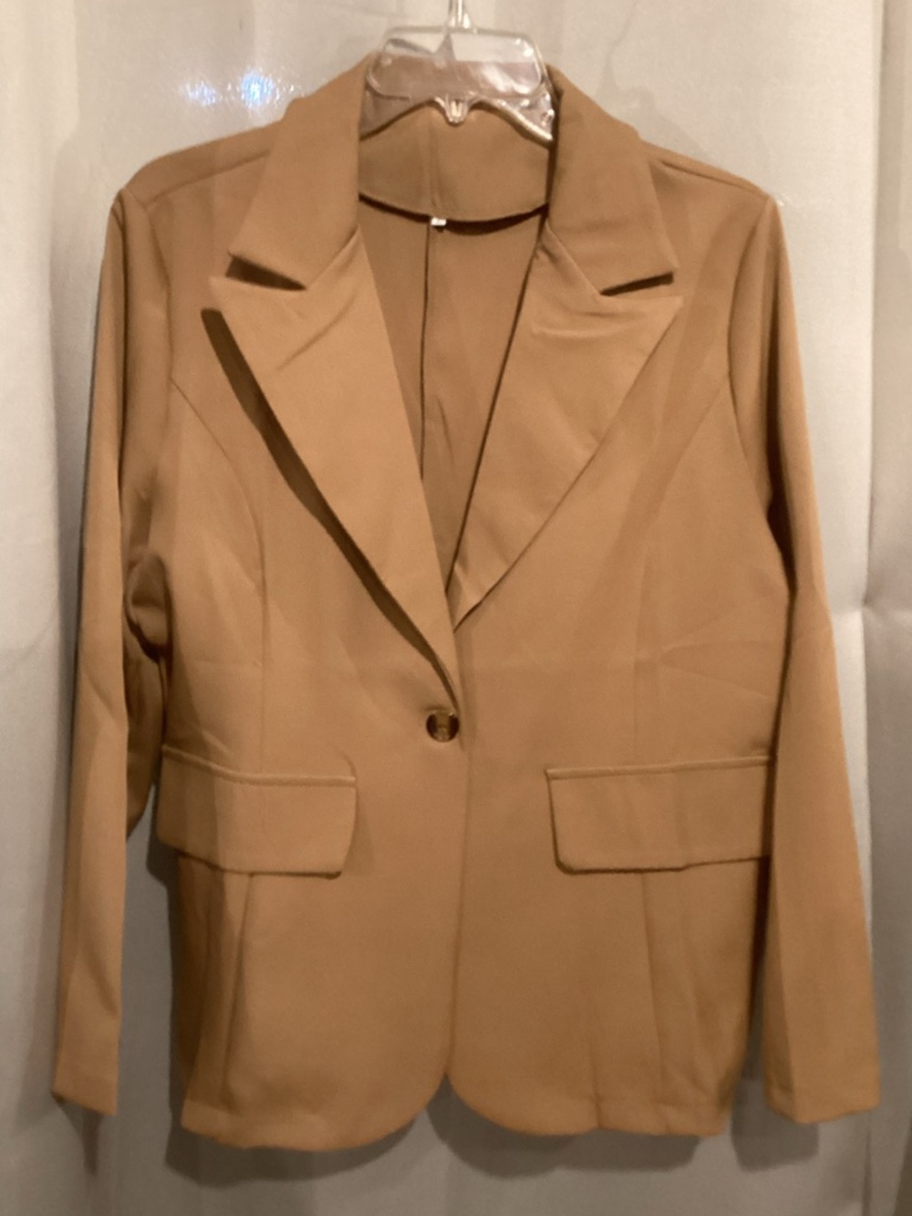 Camel Blazer Jacket - Classic Solid Color